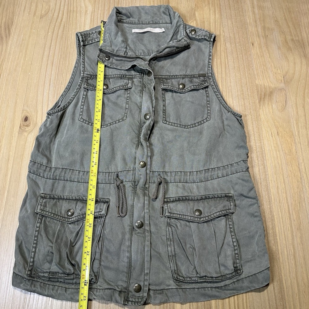 Green Utility Vest Women MED Max Jeans Drawstring Safari Military Tencel Y2K - Picture 3 of 9